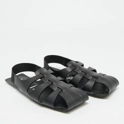 Pre Owned صندل علايا جلد مسطح أسود مقاس 41