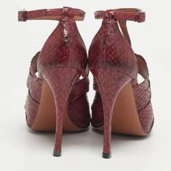 Pre Owned صندل علايا جلد مجدول أسود/رصاصي سير كاحل مقاس 39.5