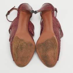 Pre Owned صندل علايا جلد مجدول أسود/رصاصي سير كاحل مقاس 39.5