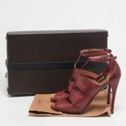 Pre Owned صندل علايا جلد مجدول أسود/رصاصي سير كاحل مقاس 39.5