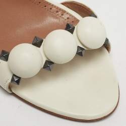 مملوكة مسبقًا صندل علايا "بومبي" سير حرف تي و أسورة كاحل و مرصع سويدي بيج مقاس 38.5