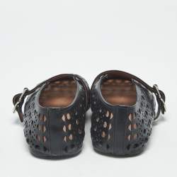 Pre Owned Alaia Vienne Size 36.5 Black Leather Ballet Flats