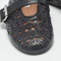 Pre Owned Alaia Vienne Size 36.5 Black Leather Ballet Flats