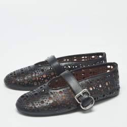 Pre Owned Alaia Vienne Size 36.5 Black Leather Ballet Flats