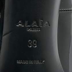 مملوكة مسبقًا حذاء كعب عالى علايا سير كاحل مقدمة مفتوحة مزخرف سويدى أسود مقاس 39