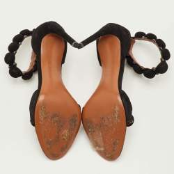 Pre Owned صندل علايا سويد أسود بحزام للكاحل مقاس 40