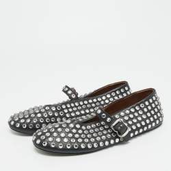 مملوكة مسبقًا حذاء باليرينا علايا جلد أسود مرصع بالكريستال قياس 40