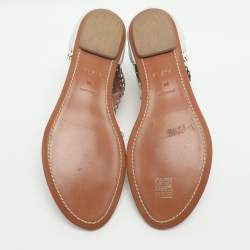 Pre Owned صندل فلات سيور جلد أبيض علايا مزخرف مقاس 38