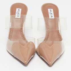 مملوكة مسبقًا Alaia le coeur Size 38.5 Two Tone Patent Leather and PVC Mules