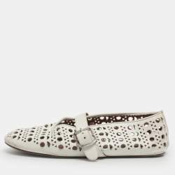 Pre Owned Alaia Vienne Size 38 White Leather Ballet Flats