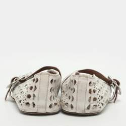 Pre Owned Alaia Vienne Size 38 White Leather Ballet Flats