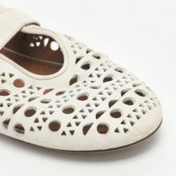 Pre Owned Alaia Vienne Size 38 White Leather Ballet Flats