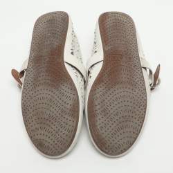 Pre Owned Alaia Vienne Size 38 White Leather Ballet Flats