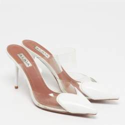 Pre Owned مذوق علياء لو كور جلد لامع أبيض/شفاف بي في سي مقاس 37