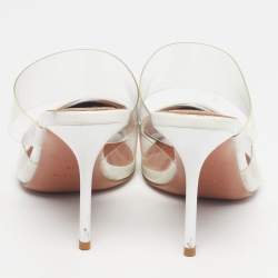 Pre Owned مذوق علياء لو كور جلد لامع أبيض/شفاف بي في سي مقاس 37