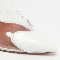 Pre Owned مذوق علياء لو كور جلد لامع أبيض/شفاف بي في سي مقاس 37