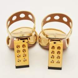 مملوكة مسبقًا Alaia Size 36 Metallic Gold Cut Leather Slide Sandals