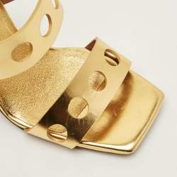 مملوكة مسبقًا Alaia Size 36 Metallic Gold Cut Leather Slide Sandals