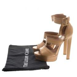 Pre Owned Alaia Brown Leather Platform Sandals Size 39.5