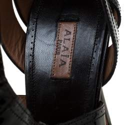 Pre Owned Alaia Black Patent Leather Open Toe Gladiator Sandals Size 38.5