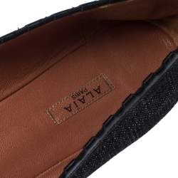 Pre Owned Alaia Black Denim And Leather Bow Ballet Flats Size 41