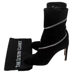 Pre Owned Alaia Black Suede Zip Around Ankle Boots Size 36.5