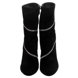 Pre Owned Alaia Black Suede Zip Around Ankle Boots Size 36.5