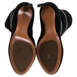 Pre Owned Alaia Black Suede Zip Around Ankle Boots Size 36.5