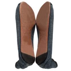 Alaia Black/Blue Denim Bow Ballet Flats Size 37