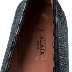 Alaia Black/Blue Denim Bow Ballet Flats Size 37