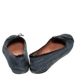 Alaia Black/Blue Denim Bow Ballet Flats Size 37