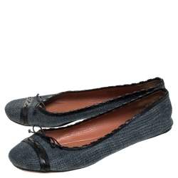 Alaia Black/Blue Denim Bow Ballet Flats Size 37