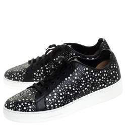 Pre Owned Alaia Black Laser Cut Leather Sneakers Size 41