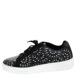 Pre Owned Alaia Black Laser Cut Leather Sneakers Size 41