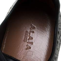 Pre Owned Alaia Black Laser Cut Leather Sneakers Size 41