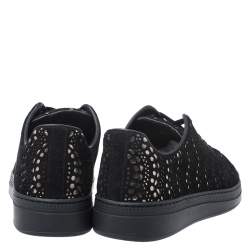 Pre Owned Alaia Black/Silver Laser Cut Suede Low Top Sneakers Size 38