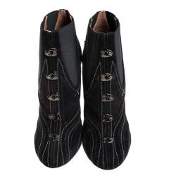 Alaia Black Suede And Elastic Embellished Ankle Boots Size 39
