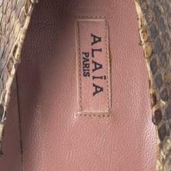 Alaia Beige/Black Python Leather Pointed Toe Pumps Size 39