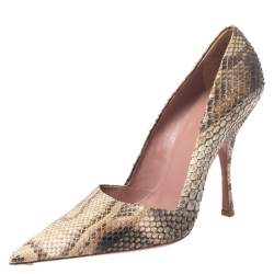 Alaia Beige/Black Python Leather Pointed Toe Pumps Size 39