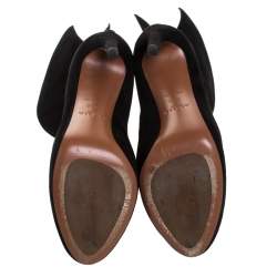 Alaia Black Suede Leather Platform Ankle Length Boots Size 38.5