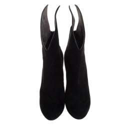 Alaia Black Suede Leather Platform Ankle Length Boots Size 38.5