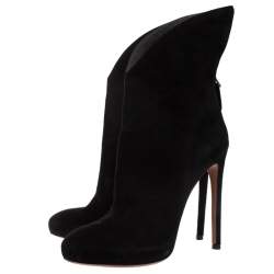 Alaia Black Suede Leather Platform Ankle Length Boots Size 38.5