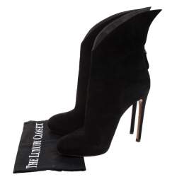 Alaia Black Suede Leather Platform Ankle Length Boots Size 38.5