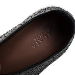 Alaia Black Laser Cut Leather Low Top Sneakers Size 36