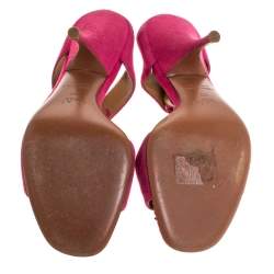 Alaia Pink Suede Fringe Slide Sandals Size 39