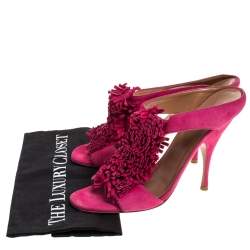 Alaia Pink Suede Fringe Slide Sandals Size 39