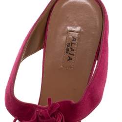 Alaia Pink Suede Fringe Slide Sandals Size 39