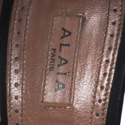 Alaia Black/Grey Suede And Stingray Leather Strappy Platform Double Ankle Strap Sandals Size 39