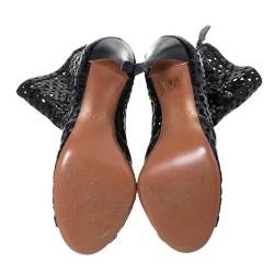 Pre Owned Alaia Black Cut Out Leather Peep-Toe Ankle Booties Size 37