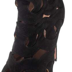 Alaia Black Suede Lazer Cut Ankle Booties Size 38.5
